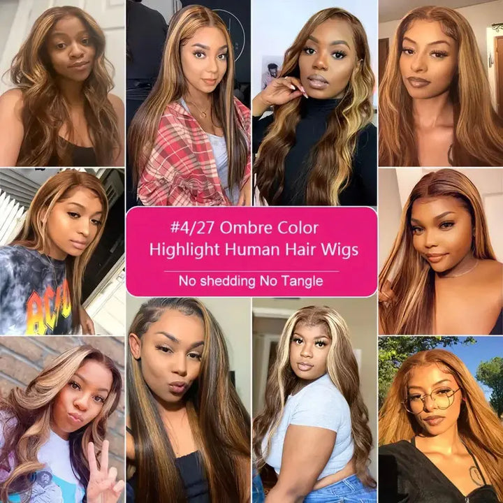 Highlight Wig Human Hair Lace Front Wig Bone Straight Blonde Ombre Color Brazilian 13X4 Lace Frontal Wigs For Women Pre Plucked