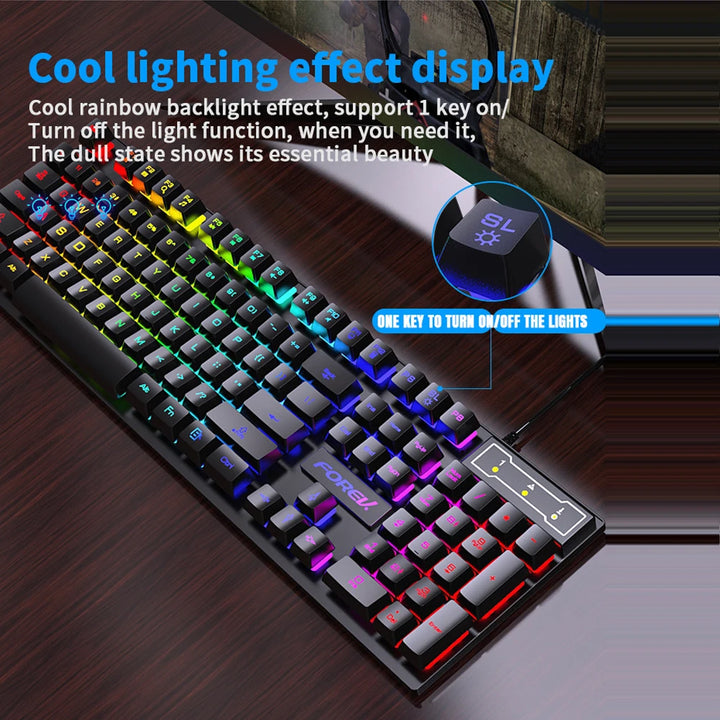 Mechanical Keyboard Wired Gaming Keyboard 104 Keys RGB Backlit Receiver for Laptop Desktop Ergonomics Keycap PC Accessories