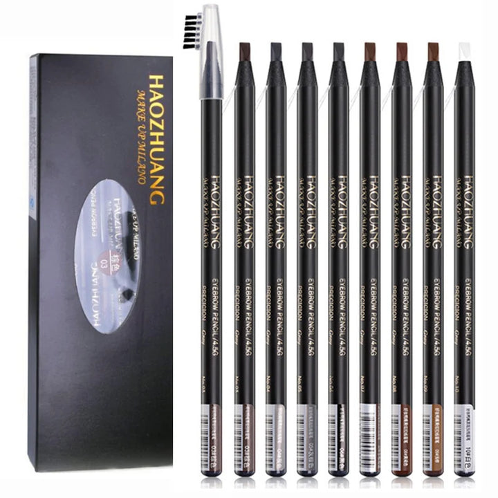 HAOZHUANG  Waterproof Long Lasting Eyebrow Pencils with Soft Brush Eyebrows Makeup Tool Permanent Makeup Tattoo Accessories